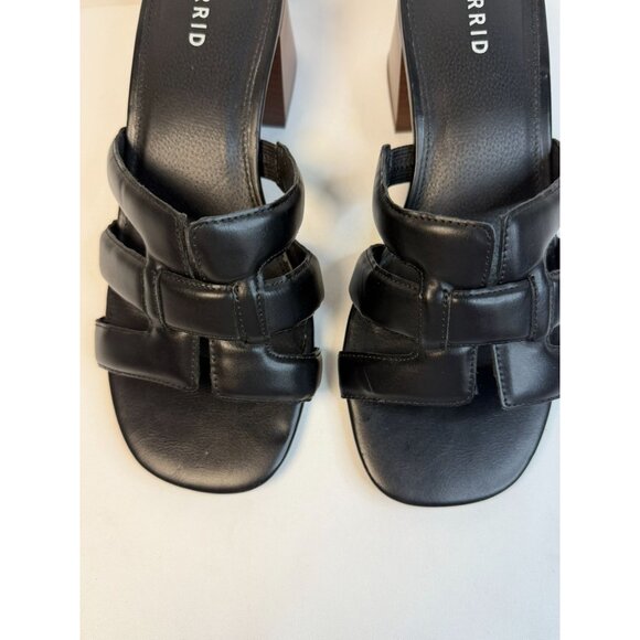 Torrid Womens Size 9.5WW Black Leather Block Heel Sandals Mule Dressy Casual - Picture 4 of 13